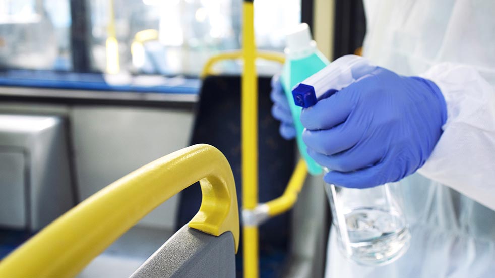 Public transport guidelines sanitising bus